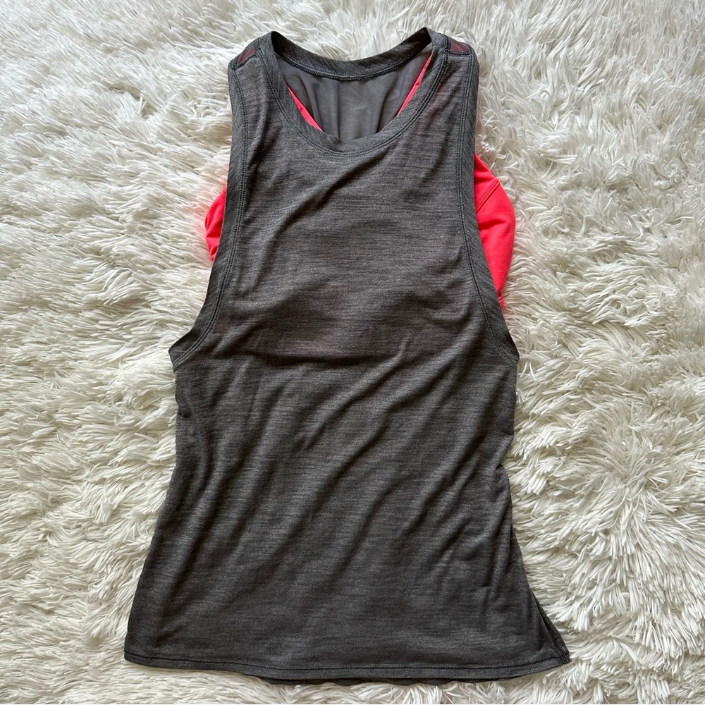 Lululemon Work The Circuit Tank Heathered Slate/Electric Coral Size 4
